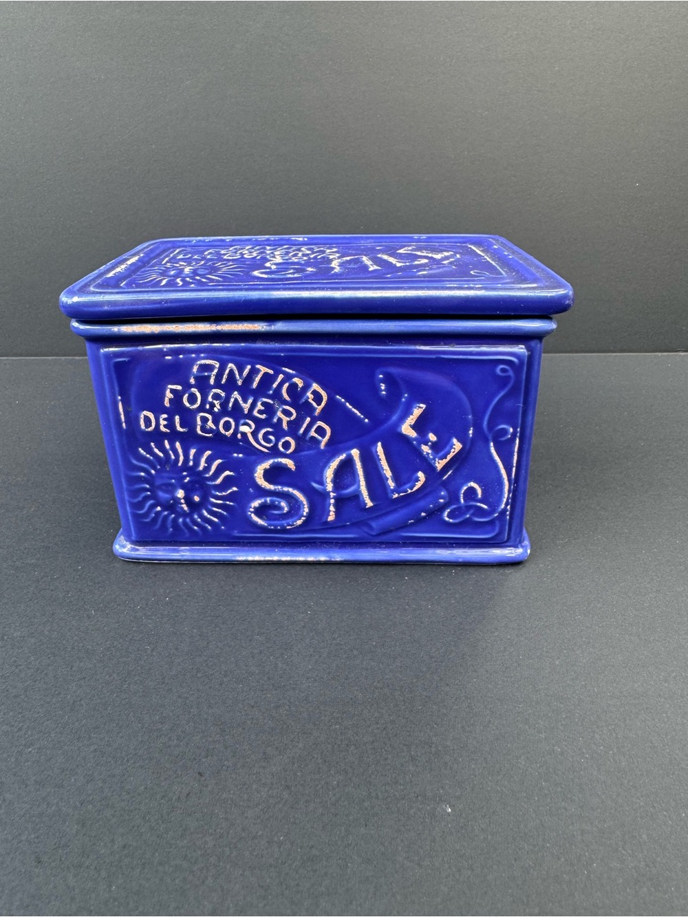 Sur La Table Cobalt Blue Ceramic Salt Box